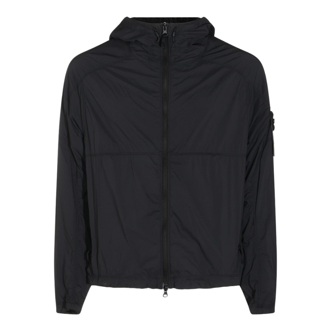 Stone Island Minimalist Black Hooded Adjustable Hem Jacket