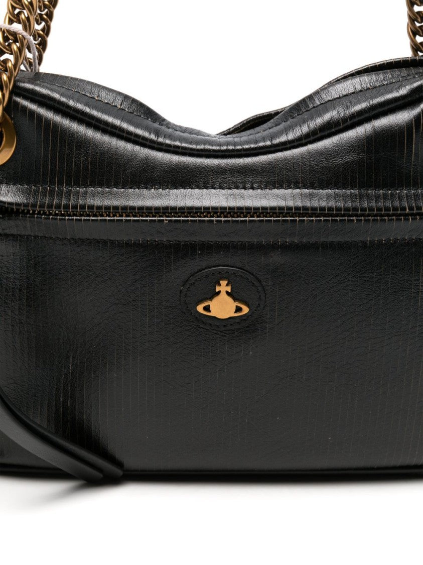 Vivienne Westwood Textured Black Handbag With Gold Accents