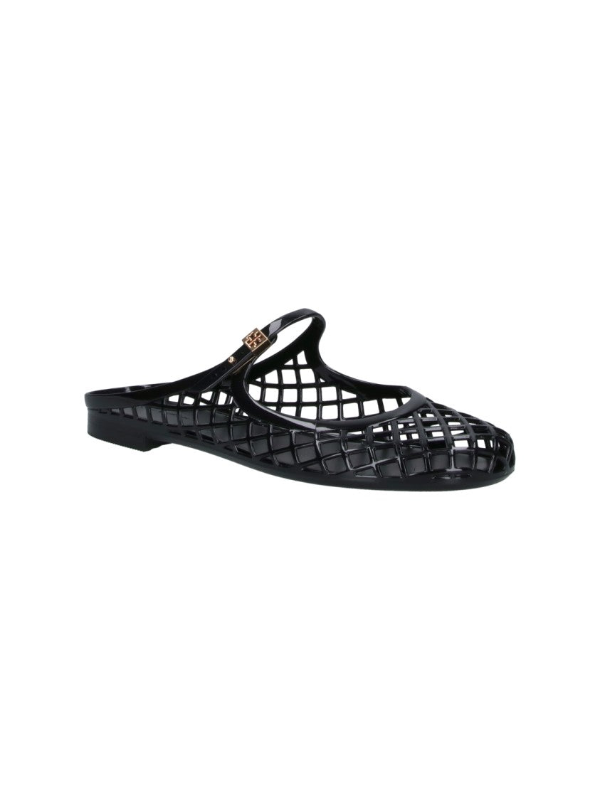 Tory Burch Black Mellow Mary Jane Perforated Flats