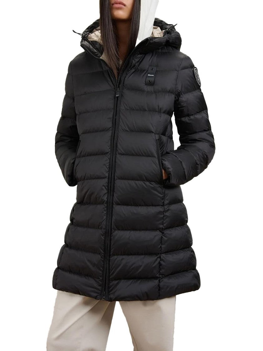 Blauer Black Quilted Flared Hooded Puffer Jacket
