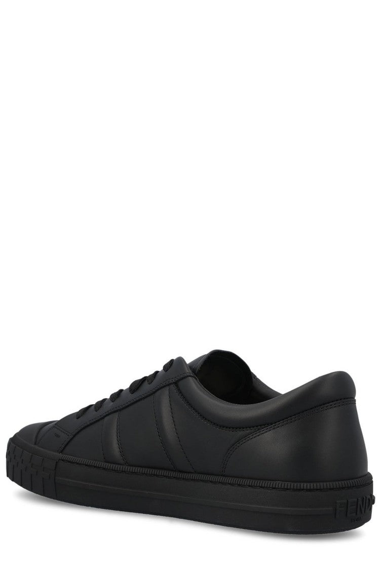 Fendi Minimalist Black Low-Top Sneakers With Smooth Finish