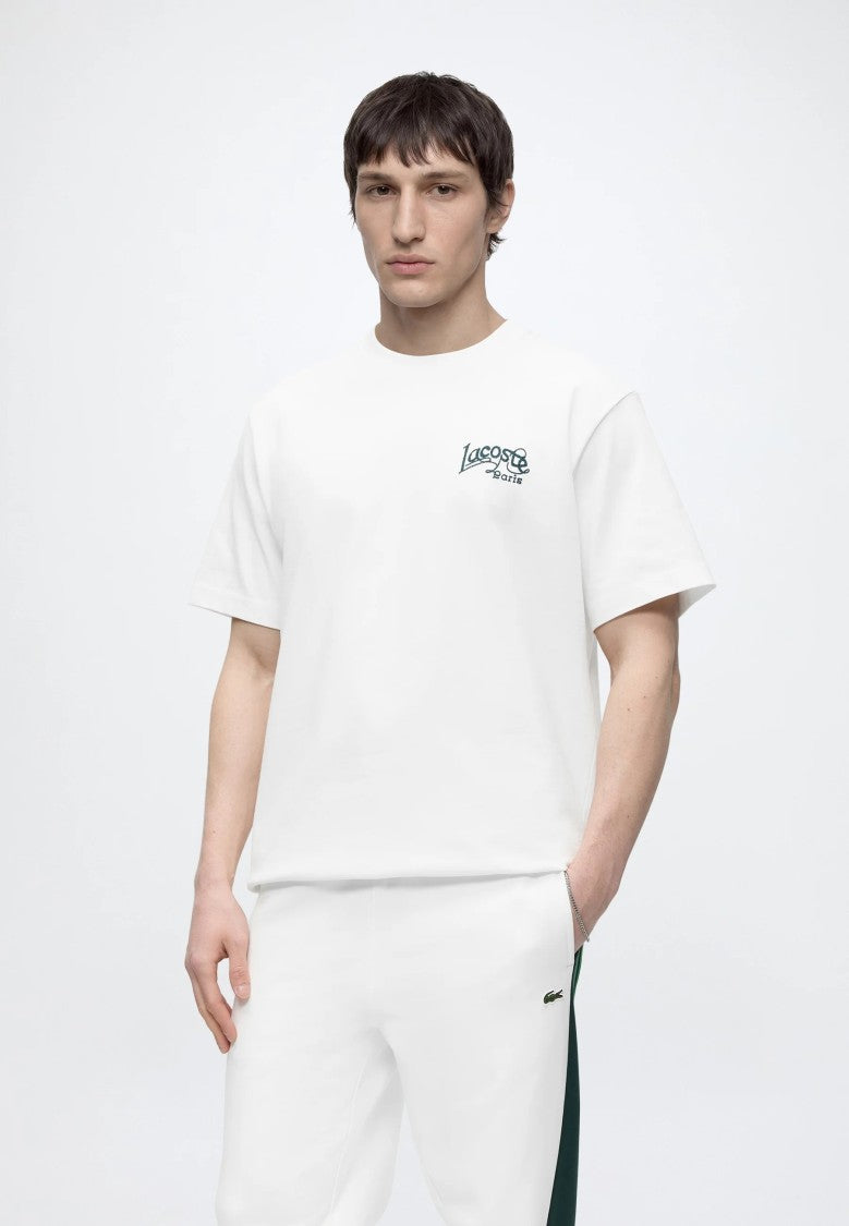 Lacoste White Colorblock Dark Green Accent Sweatpants