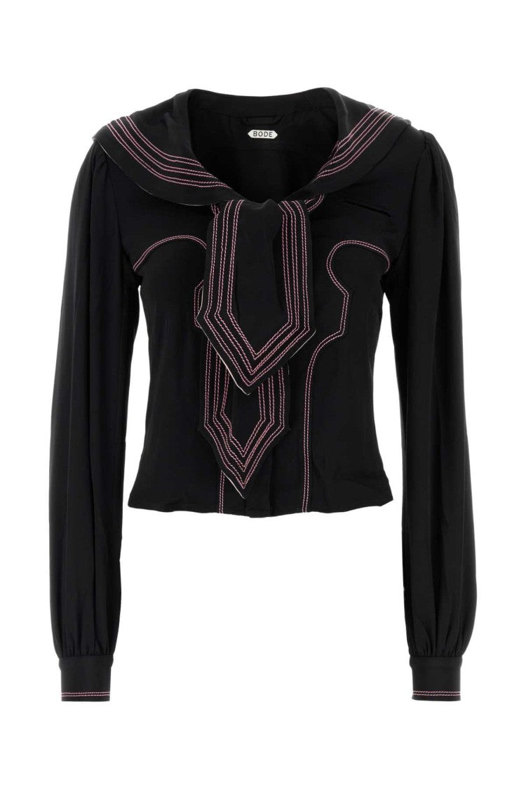 Bode Black Silk Seafarer Shirt