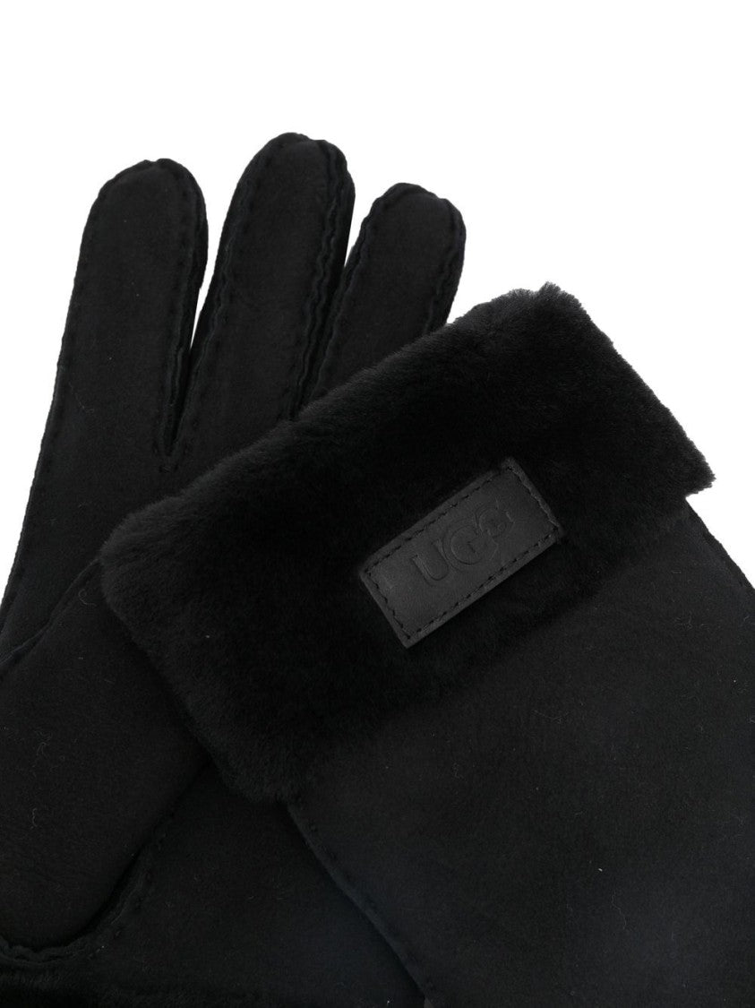 Ugg Black Shearling Gloves With Turn-Up Brim
