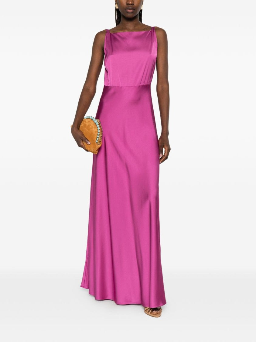 Liu Jo White Satin Square Neck Maxi Dress