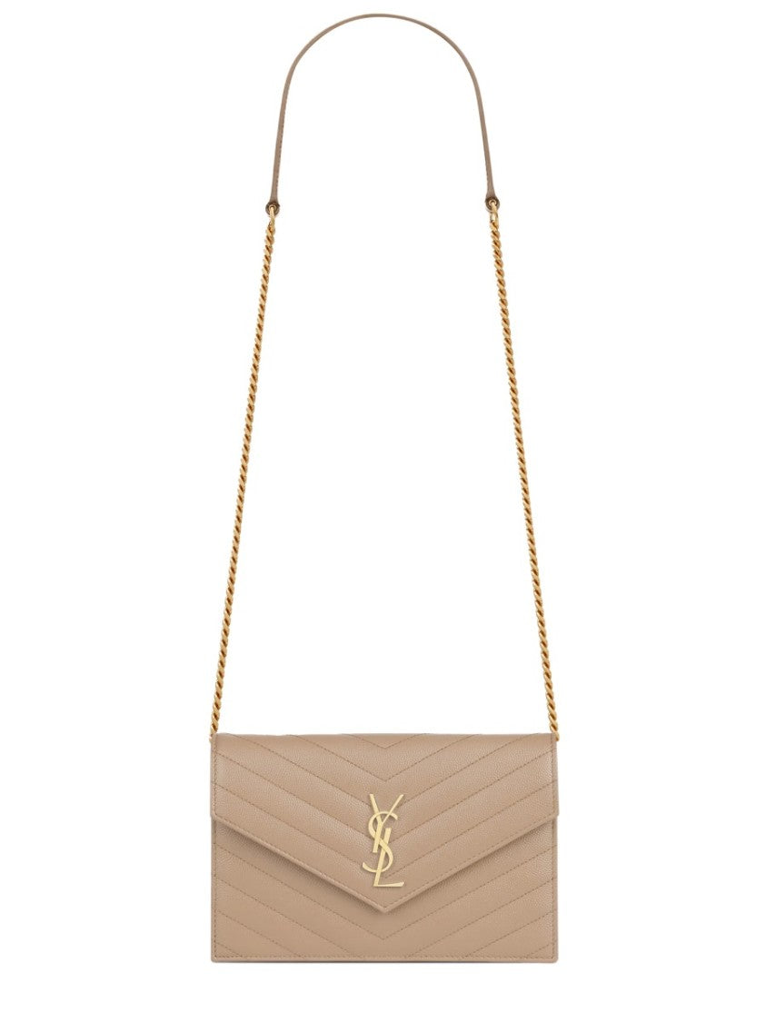 Saint Laurent Chevron Quilted Calfskin Crossbody With Chain Detail