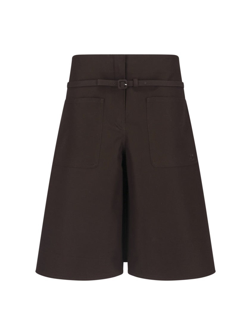 Courrèges Brown A-Line High Waist Shorts