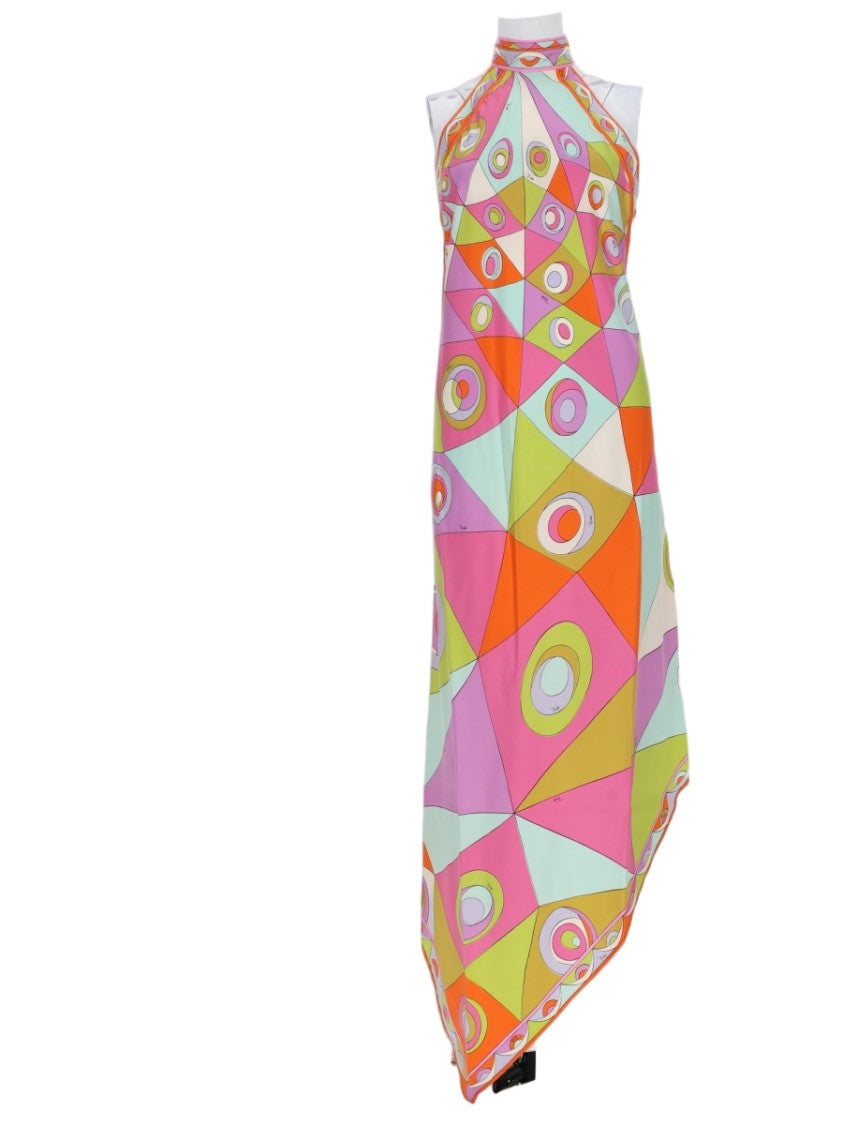 Pucci Multicolor Geometric Halter Neck Midi Dress