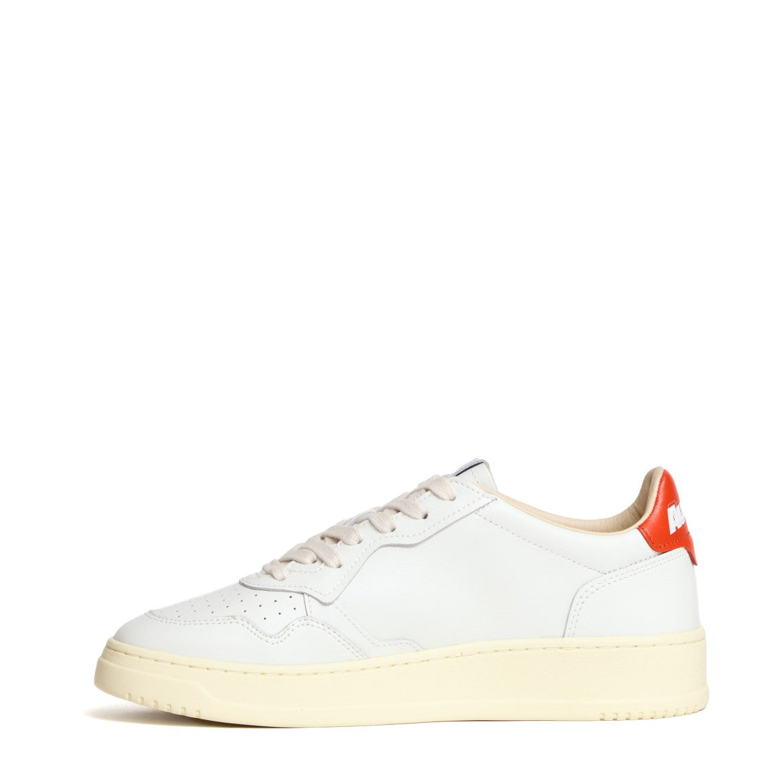 Autry White Spicy Orange Leather Medalist Low Sneakers