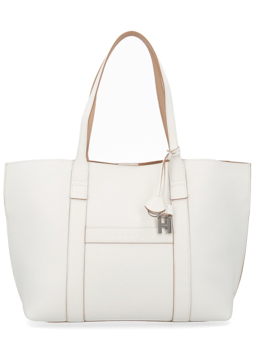 Hogan Script Smooth Calf Leather Tote Bag