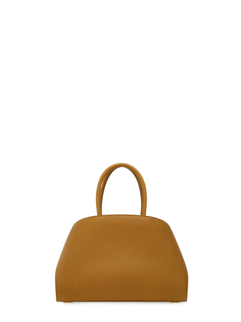 Ferragamo Curved Silhouette Structured Handbag With Gold Accents