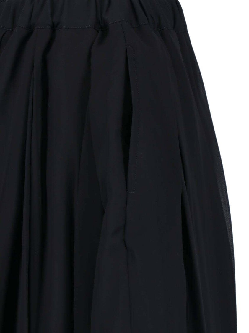 Comme Des Garçons Layered Black Midi Skirt With Elastic High Waist