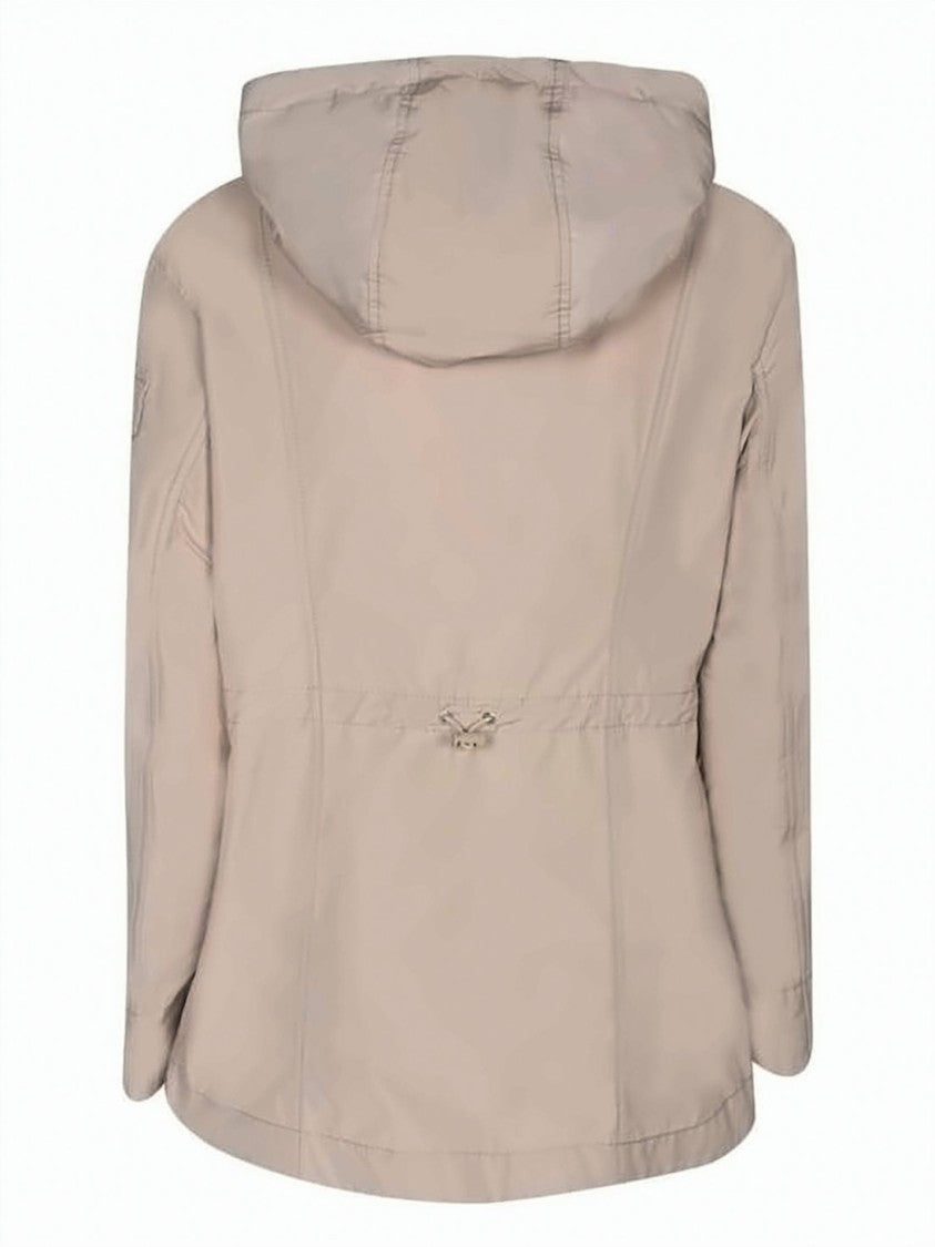 Moncler Cinch-Detailed Beige Jacket With Hood And Flap Pockets