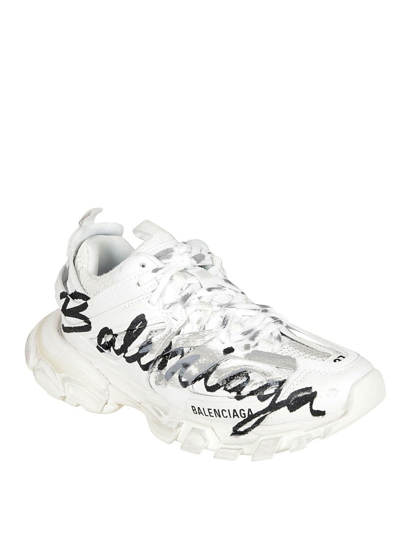 Balenciaga Panelled Mesh Sneakers With Painterly Logo Design