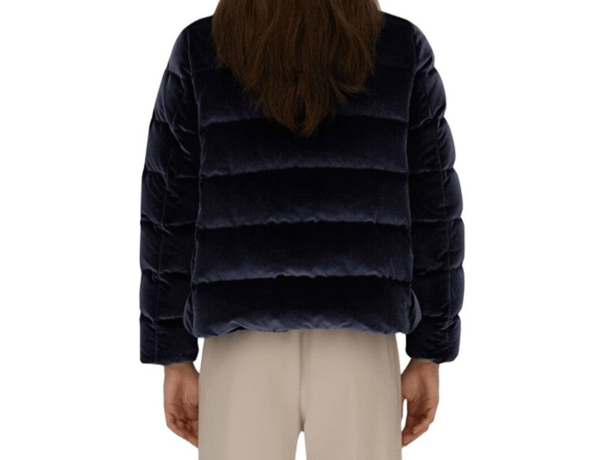 Herno High-Collar Velvet Short Coat