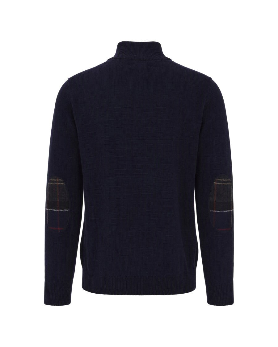 Barbour Holden Half-Zip Ribbed Plaid Accents Wool Sweater