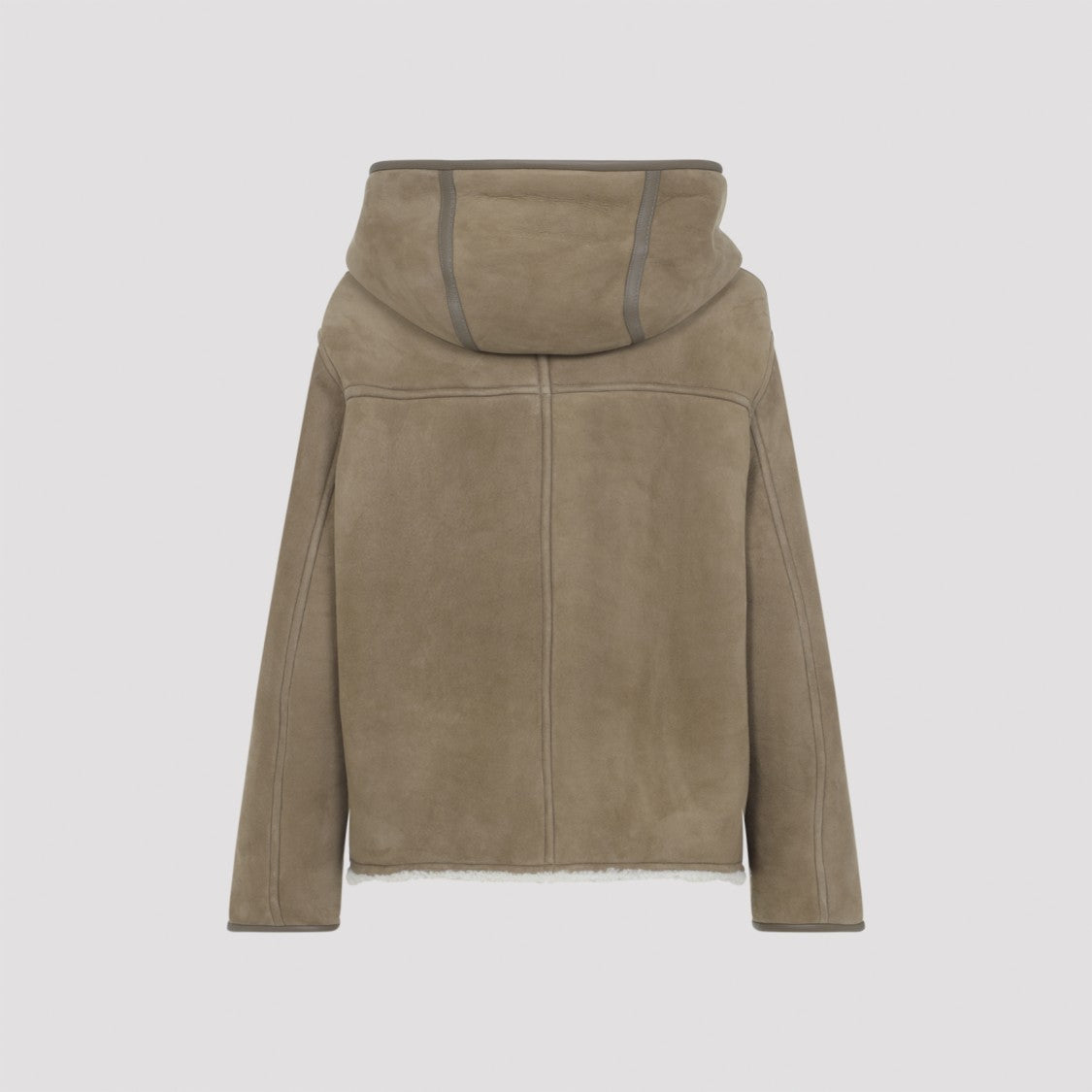 Yves Salomon Short Brown Lamb Leather Jacket With Suede Finish And Shearling Lining