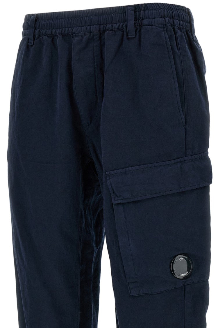 C.P. Company Blue Linen Blend Cargo Trousers