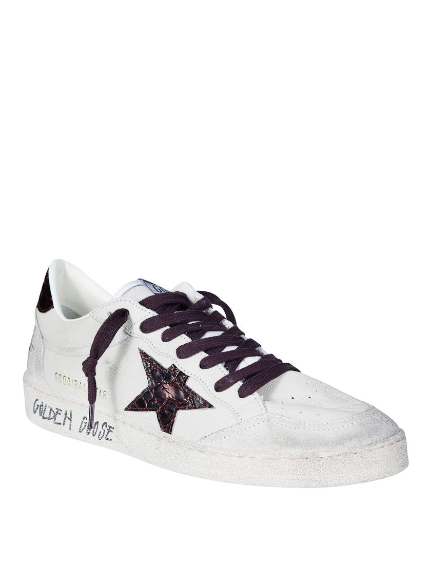 Golden Goose Ball Star Low-Top Distressed White Leather Sneakers
