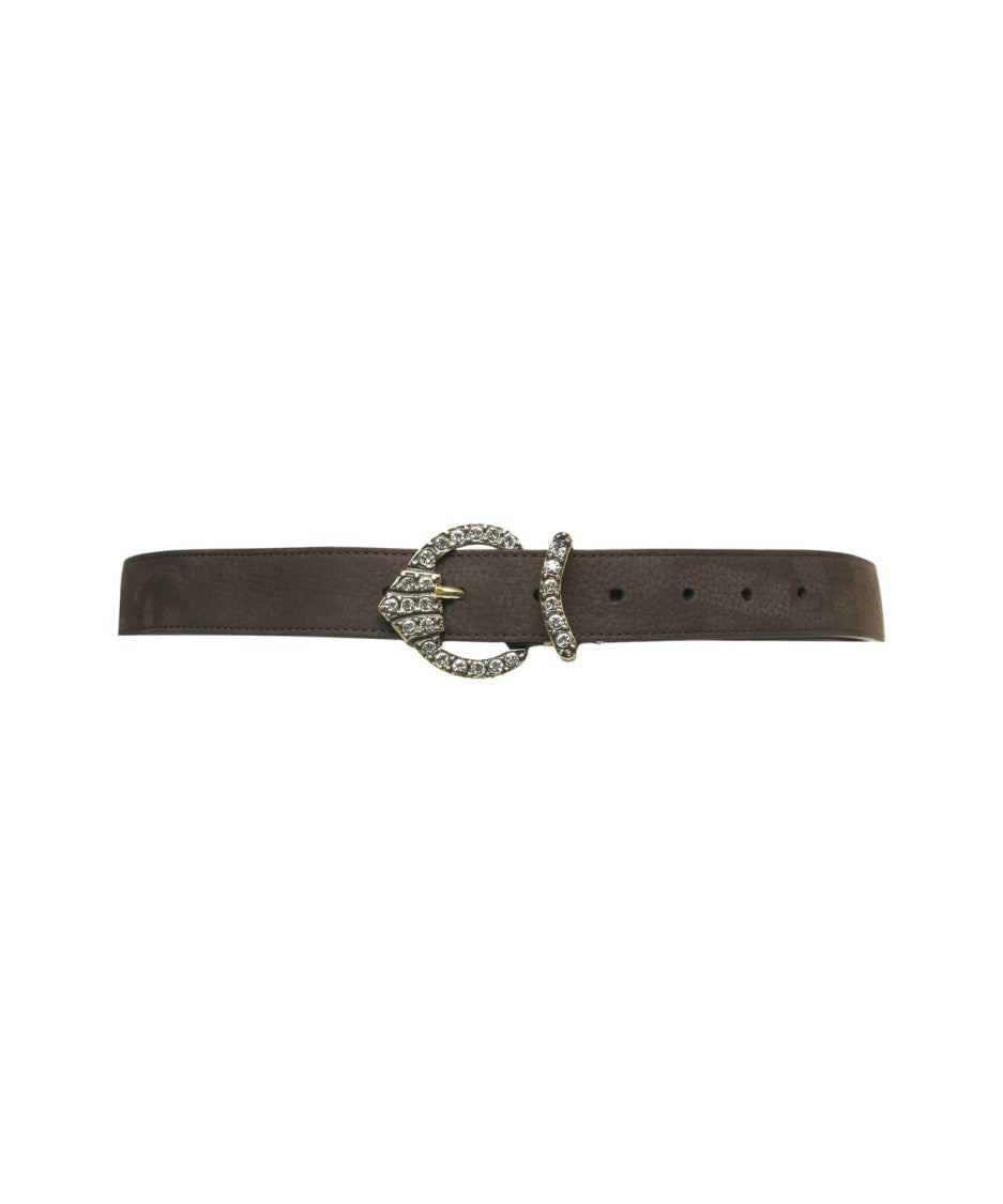 Gavazzeni Cleo' Rhinestone-Adorned Nubuck Leather Belt