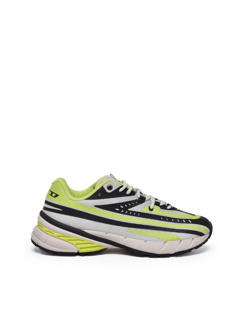 Diesel White-Green Polyester Airspeed Sneakers