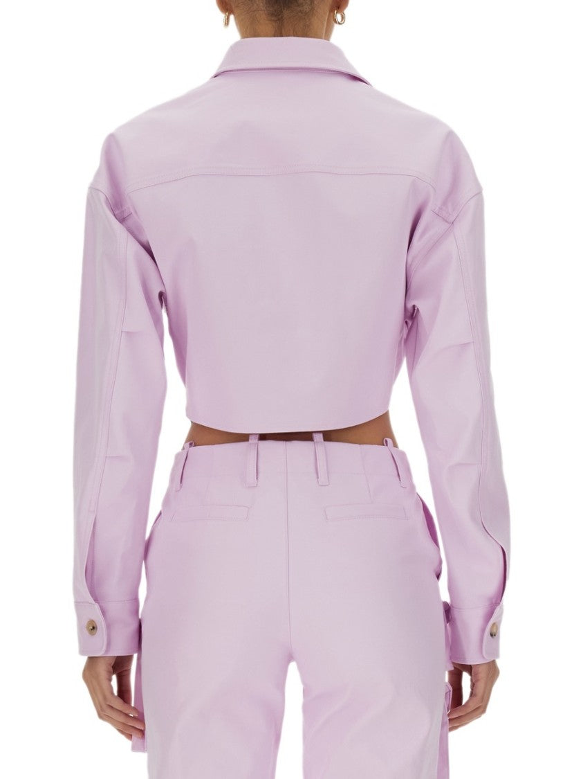 Off-White Cropped V-Neck Jacket With Buttoned Cuffs