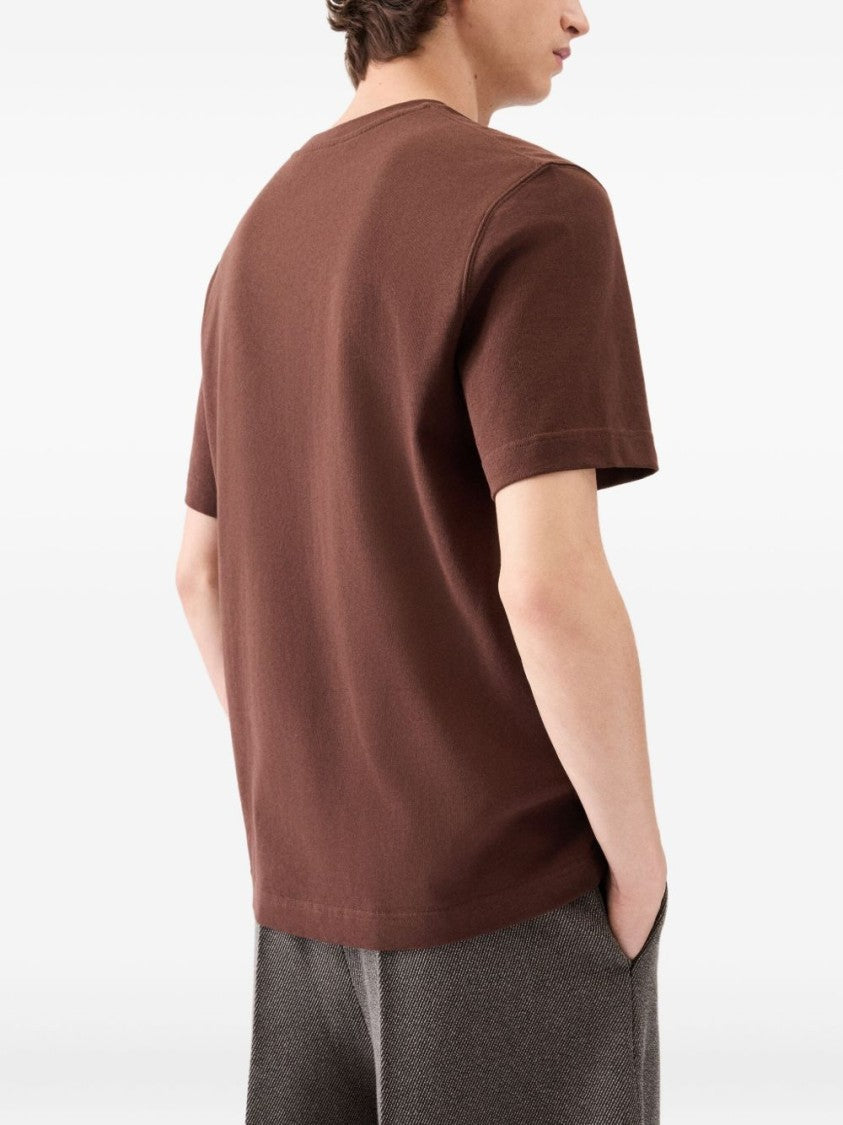 Jacquemus Brown T-Shirt With Logo Patch And Relaxed Fit