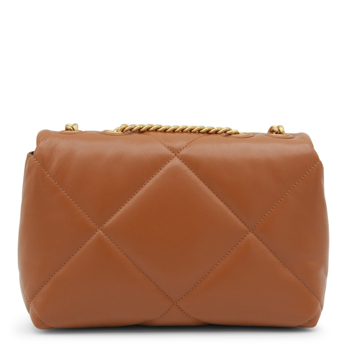 Tory Burch Brown Leather Kira Diamond Small Shoulder Bag