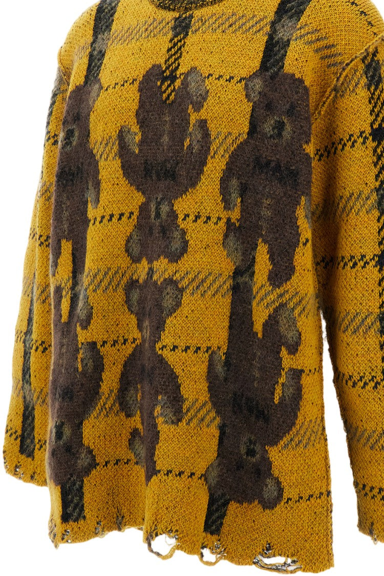 Junya Watanabe Multicolor Yellow Teddy Bear Checked Wool Sweater