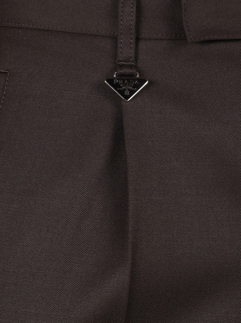 Prada Tailored Ebony Trousers With Subtle Pleats