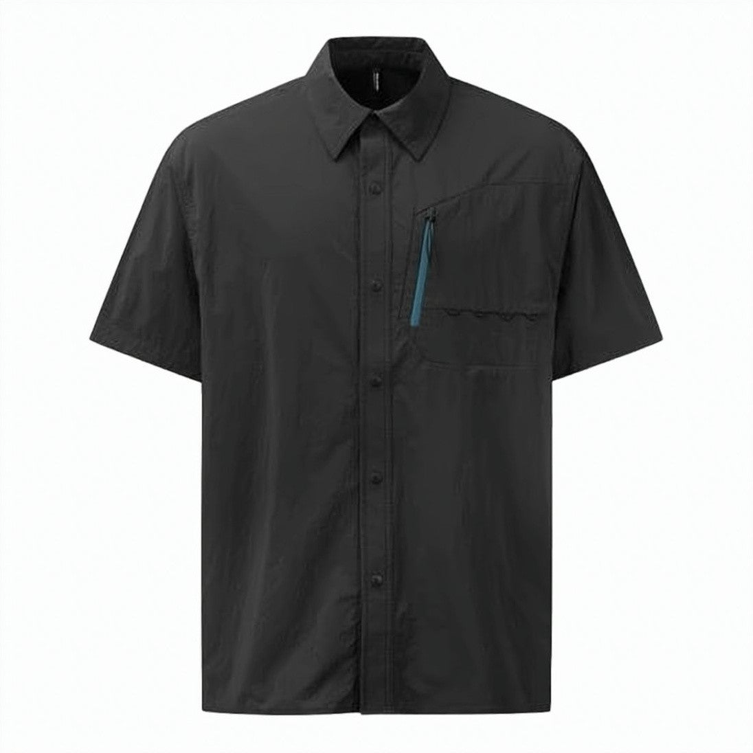 Salomon Short-Sleeve Black Shirt With Minimalist Design And Zippered Pocket