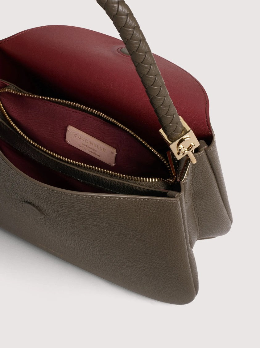 Coccinelle Textured Leather Structured Handbag With Gold-Tone Hardware