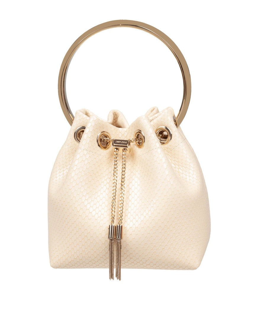 Jimmy Choo Bon Bon Fuc Snakeskin Print Leather Bag