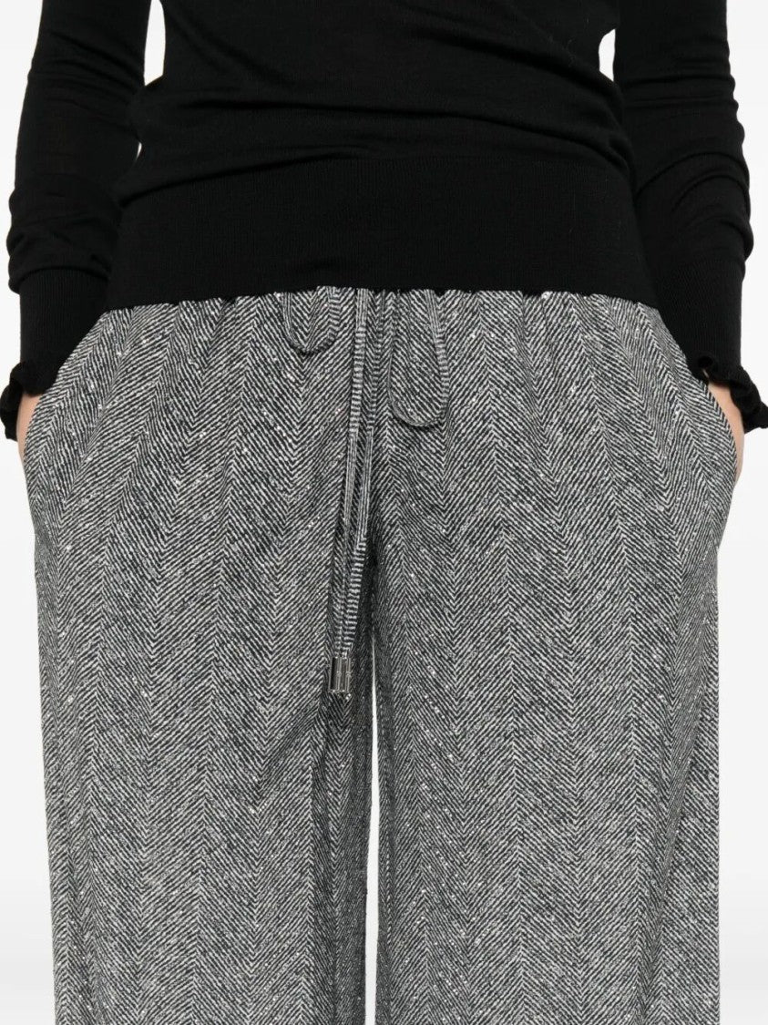 Ermanno Scervino Herringbone Wide-Leg Viscose Pants