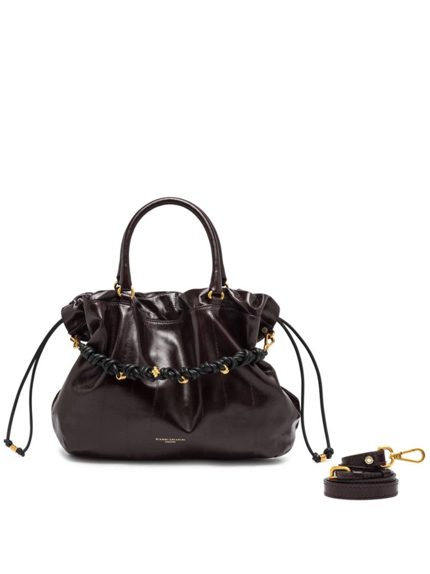 Gianni Chiarini Glossy Leather Handbag With Ruched Top