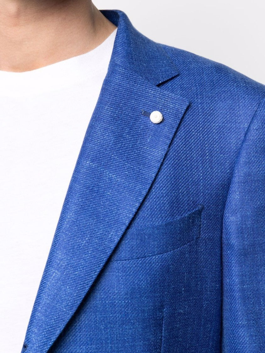 Luigi Bianchi Cobalt Blue Virgin Wool Blend Tailored Jacket