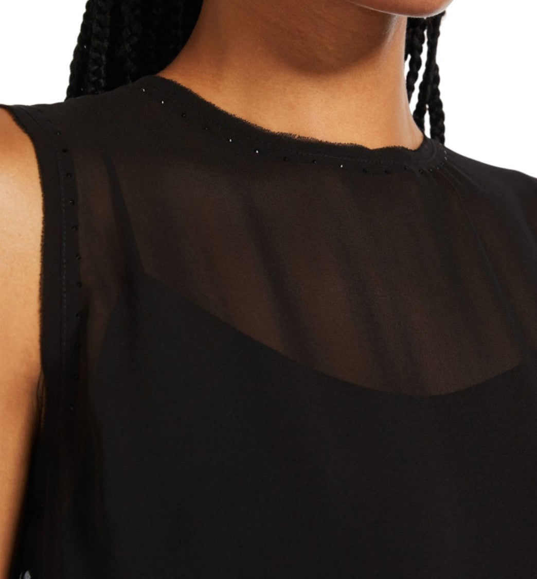 Max Mara Sheer Overlay Sleeveless Top