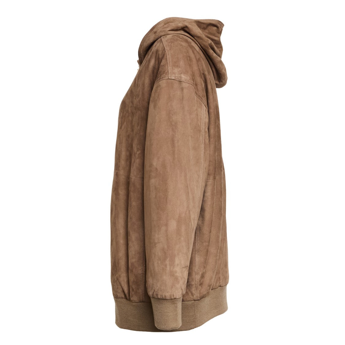 Max Mara Suede Bomber Jacket With Ribbed Knit Cuffs