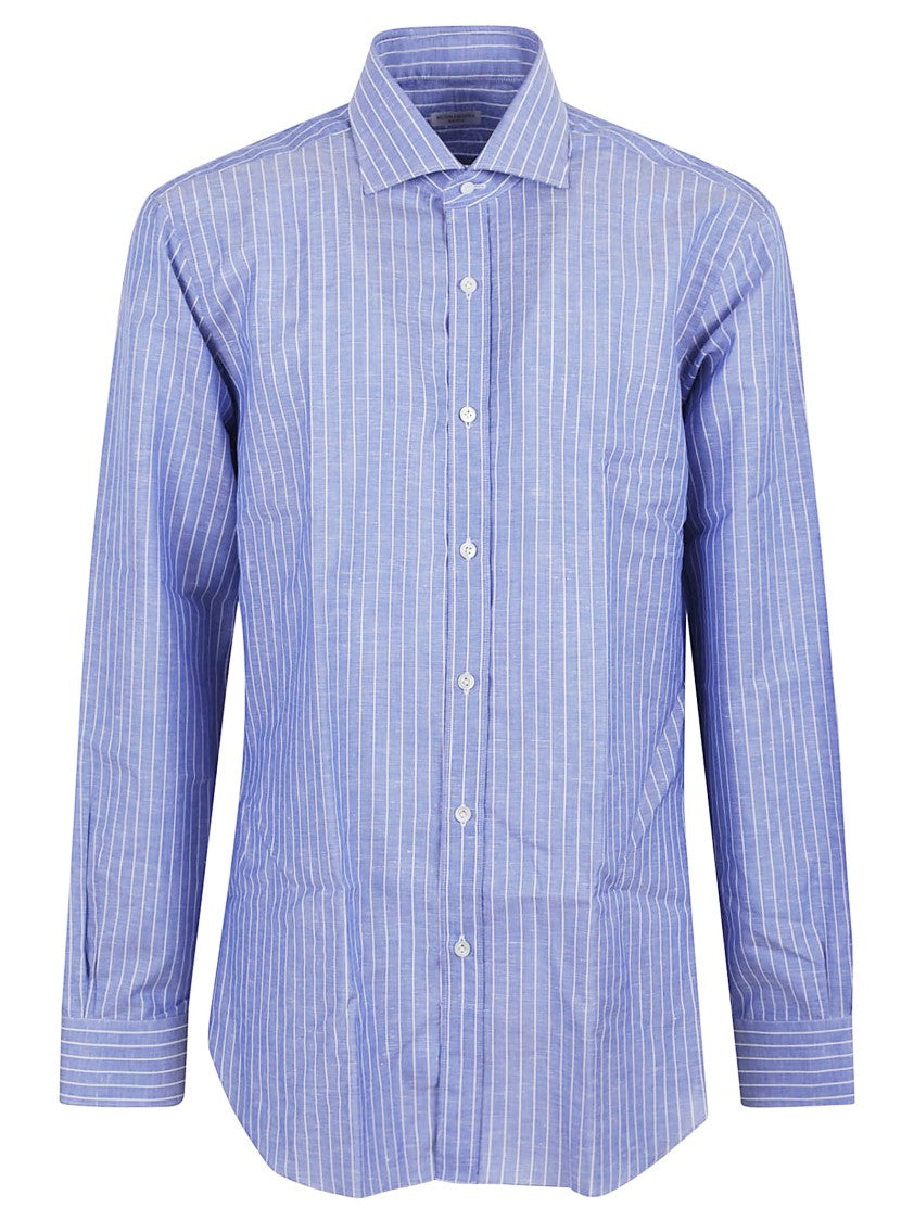 Buonamassa Button-Down Collar Shirt With Subtle Vertical Stripes