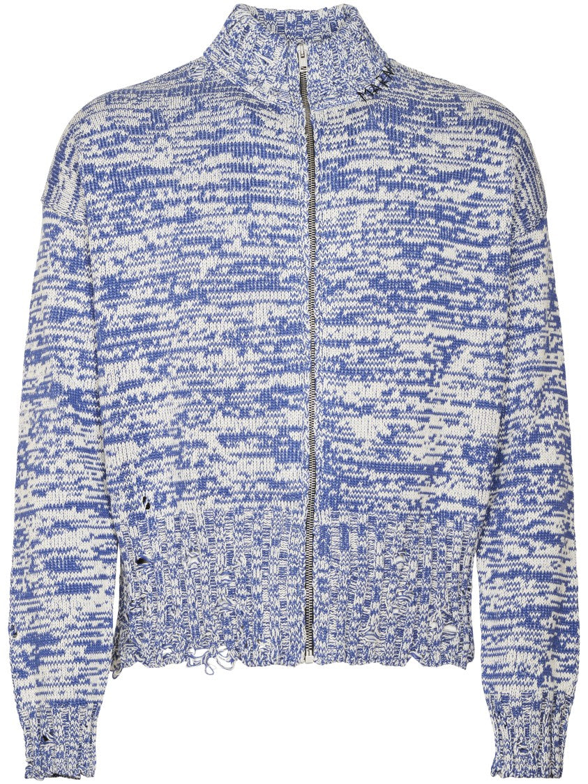 Marni Marled Pattern Zip-Up Sweater With High Collar