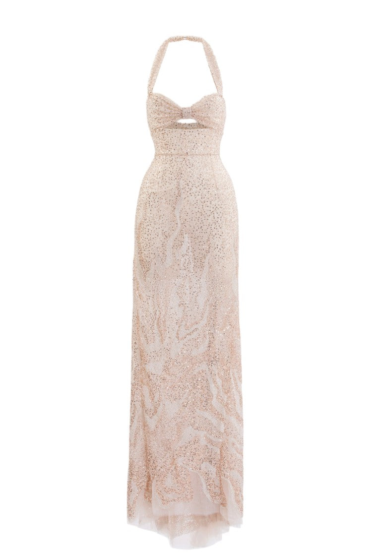 Saiid Kobeisy Embroidered Tulle Fitted Dress