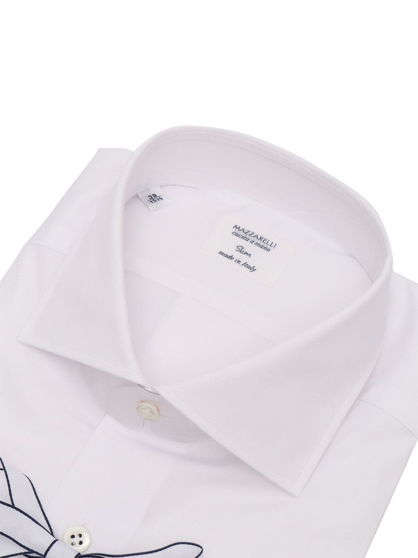 Mazzarelli Camicie White Slim Fit Cotton Shirt