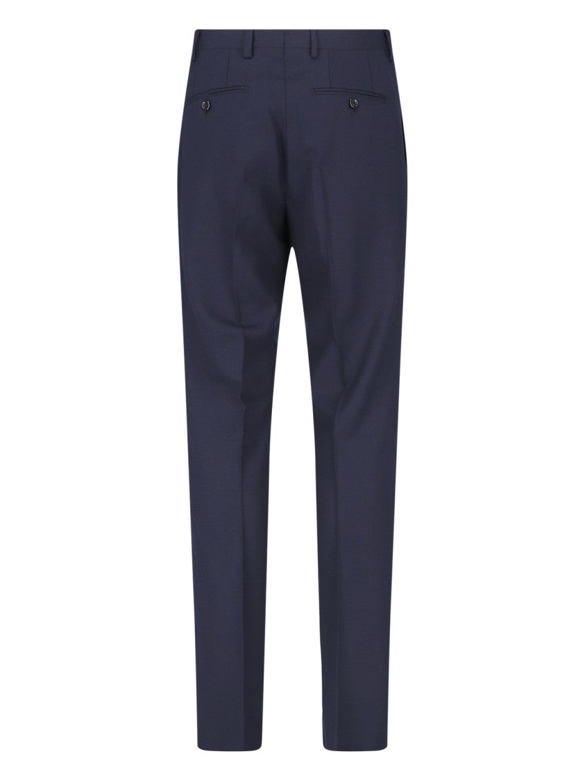 Lardini Navy Blue Double-Breasted Virgin Wool Suit