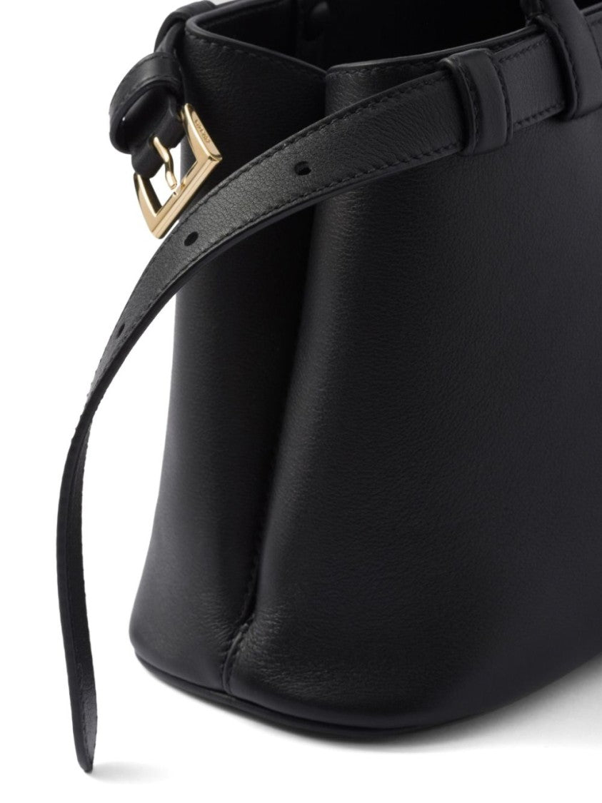 Prada Logo-Engraved Gold-Tone Hardware Leather Tote Bag