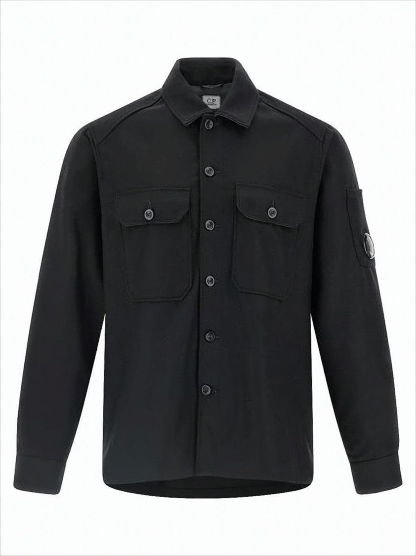 C.P. Company Structured Black Wool Jacket With Button-Up Front