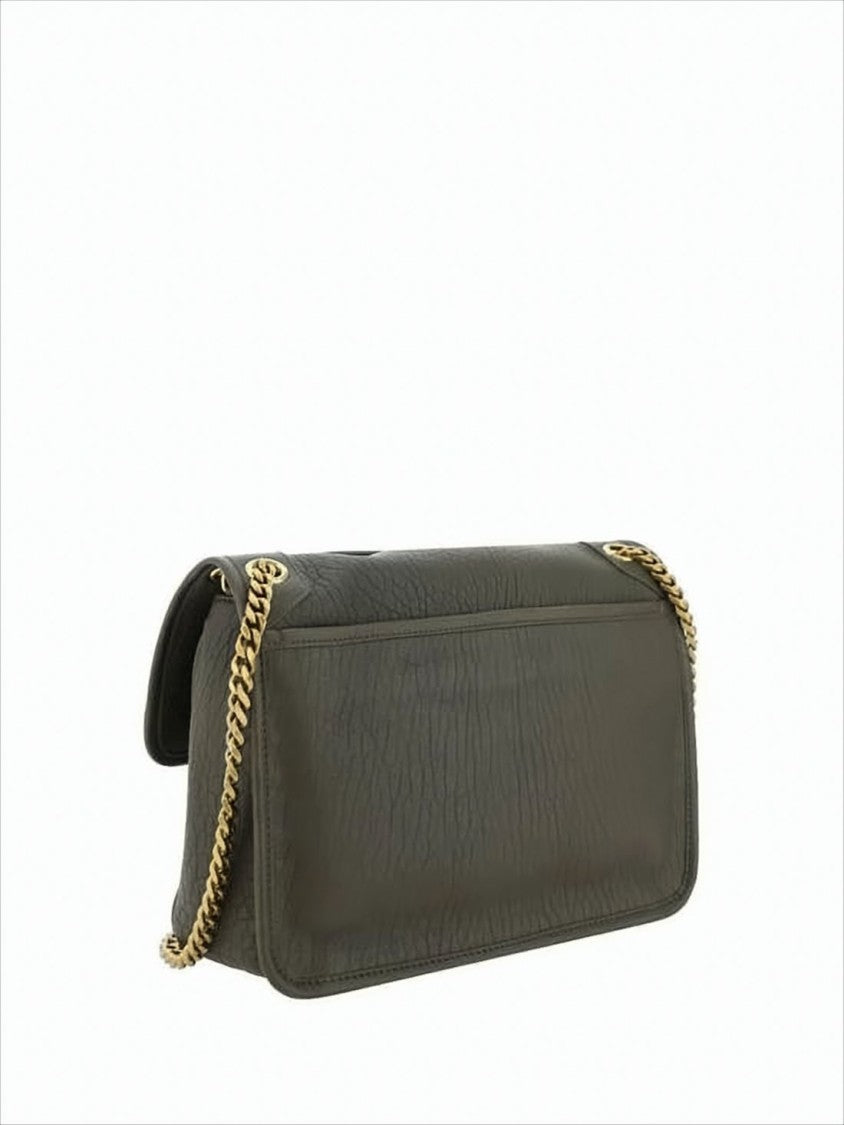 Saint Laurent Textured Lambskin Leather Crossbody Bag With Metallic Emblem