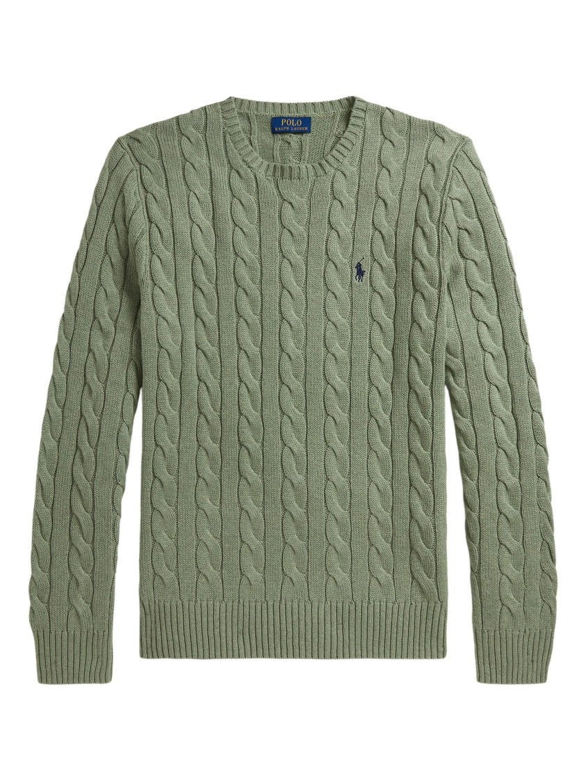 Polo Ralph Lauren Green Pullover Cable Knit Cotton Sweater