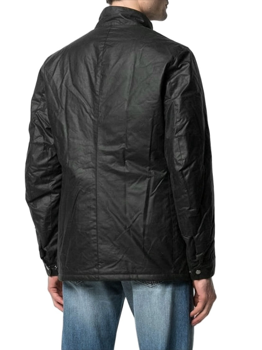 Barbour Structured Black Barbour Jacket With Snap Closures