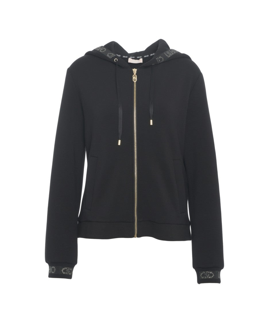 Liu Jo Hooded Sweatshirt With Rhinestones