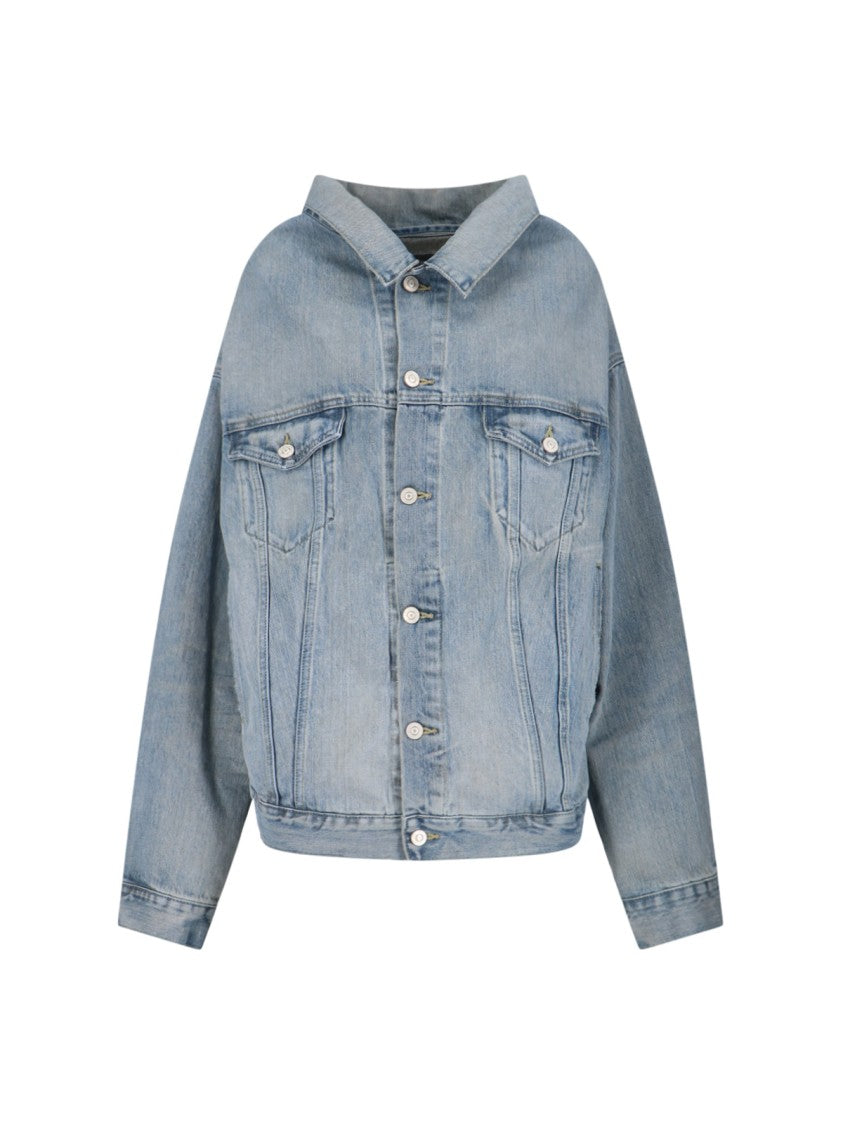 Balenciaga Off Shoulder' Denim Jacket – Light Blue